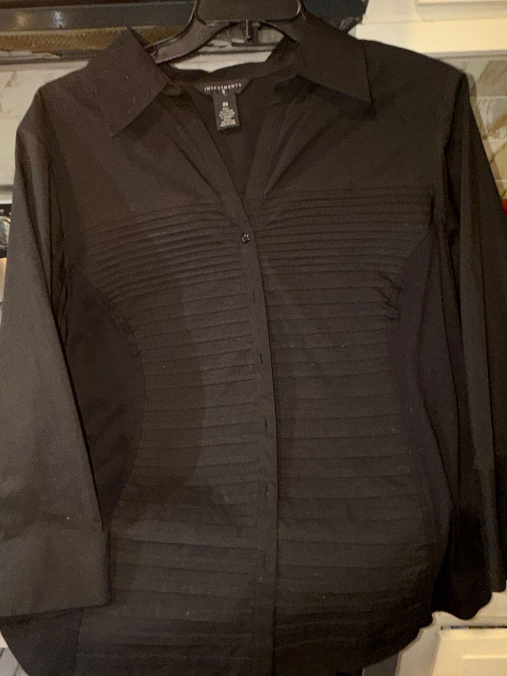 Worthington Black Pintuck Button-Front Blouse